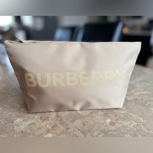 Burberry Tan Zippered Pouch / make up bag